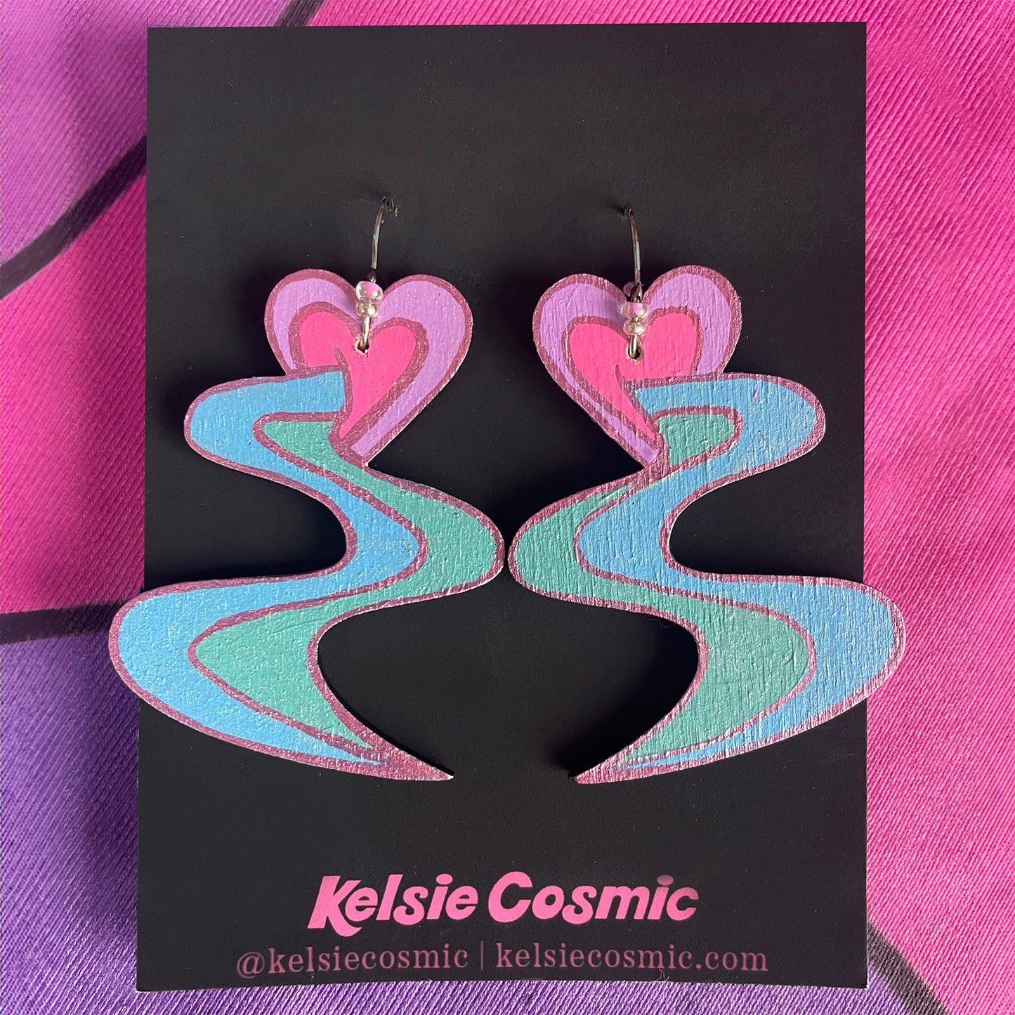 Groovy Heart Hand Painted Earrings