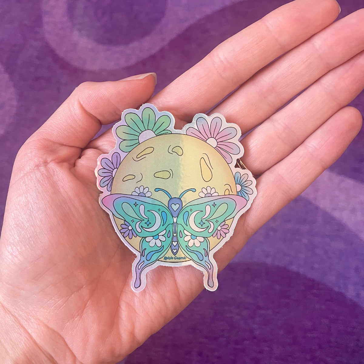 Lunar Moth Holographic Sticker