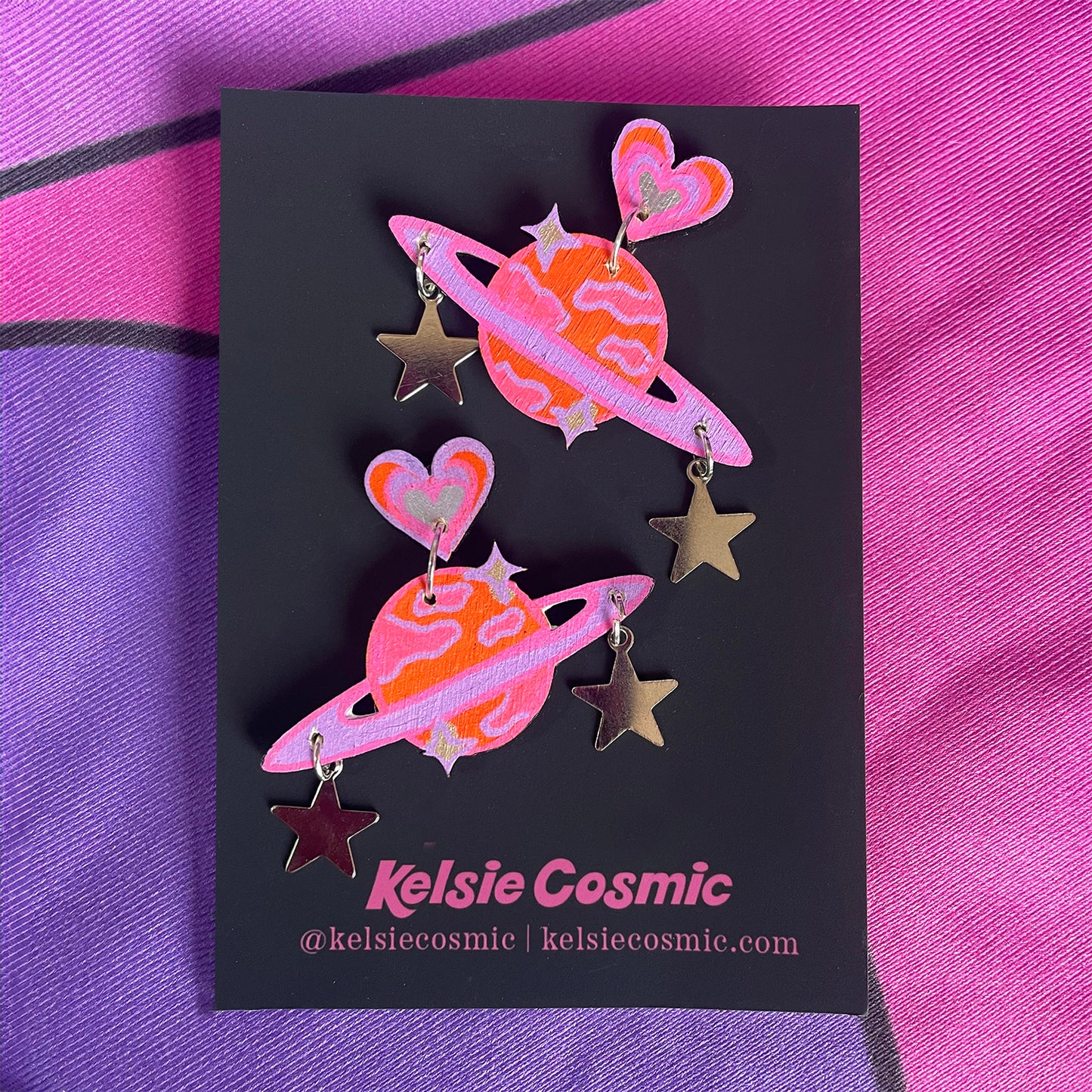 Planet Cosmic Hand Painted Earrings