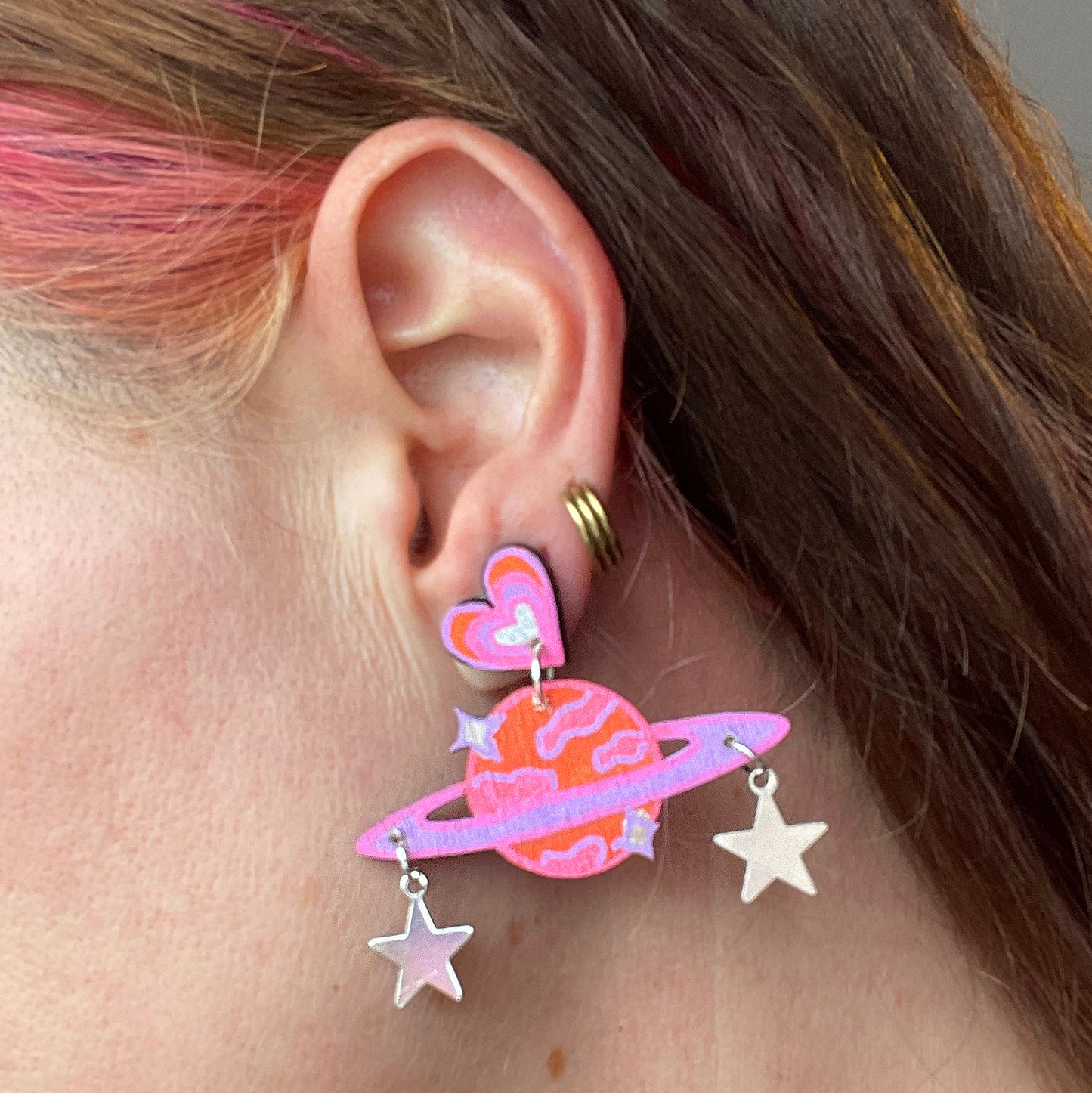 Planet Cosmic Hand Painted Earrings
