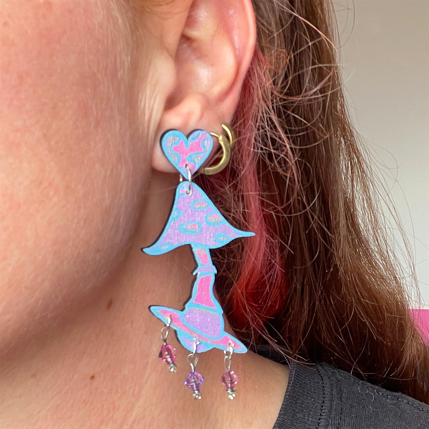 Planet Shroom Hand Painted Earrings